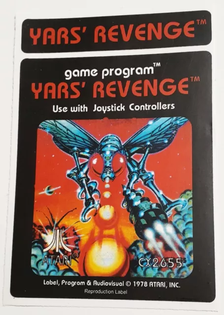 Replacement Atari 2600 Yars' Revenge Label - Machine cut just peel and stick