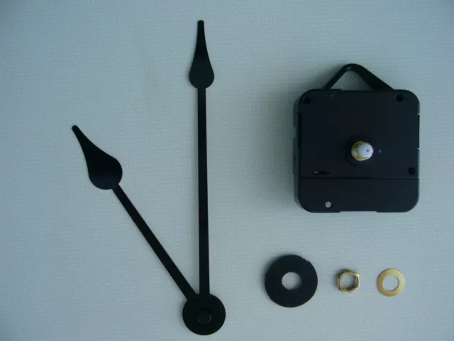 High Torque Clock Movement Short Spindle 140Mm Black French Spade Hands