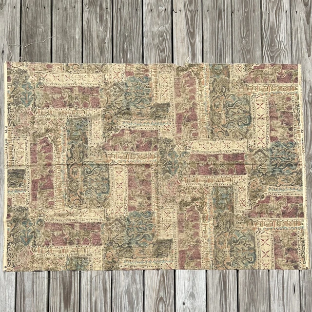 Vtg 1990's Interior Design Fabric Persian Rug Look Scotchguard An Original 54x38