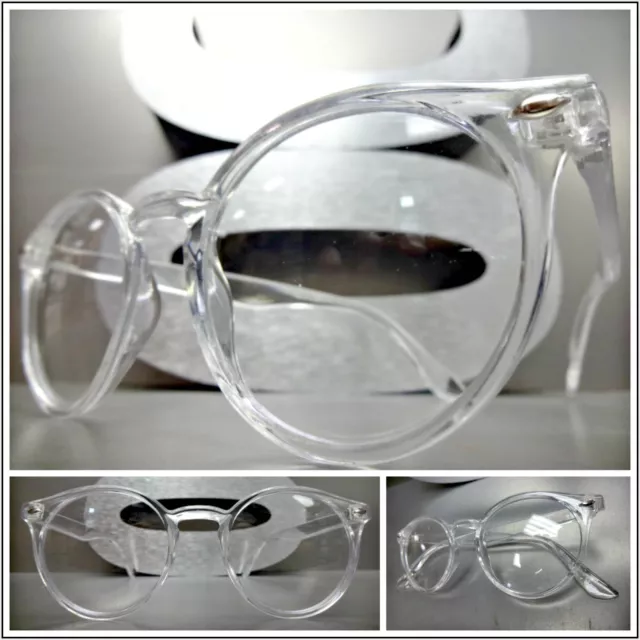 Mens or Women VINTAGE RETRO Style Clear Lens EYE GLASSES Round Transparent Frame