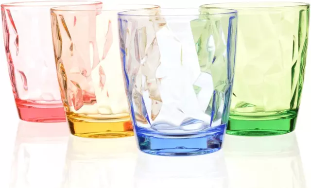 11Oz Colored Drinking Glasses Set Acrylic Glassware Kids Plastic Tumblers Cups P