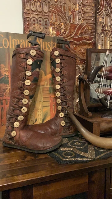 RARI stivali vintage in pelle mocassino nativi americani indiani taglia 8