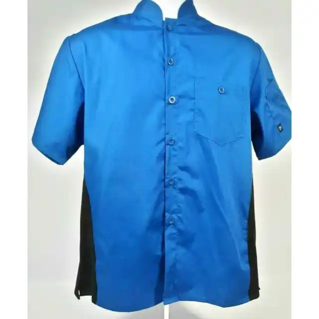 Cook Cool by Happy Chef Short Sleeve Shirt Blue & Black Men Small RN 90585 NWT