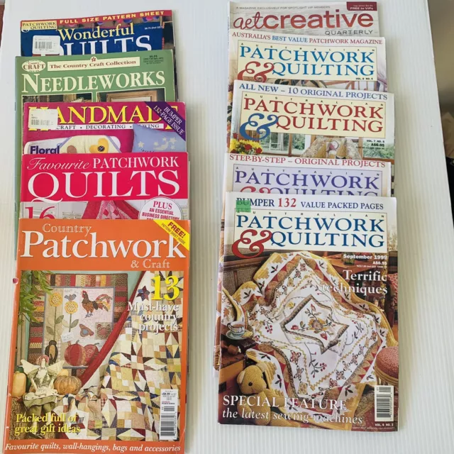 Australian Patchwork And Quilting Magazines x 10 Bulk Lot Bundle Craft