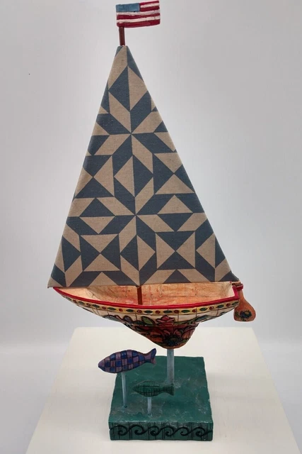 Jim Shore Cutting Waves Sailboat B118736 2004 Shorelights Fish Quilt Design Sail