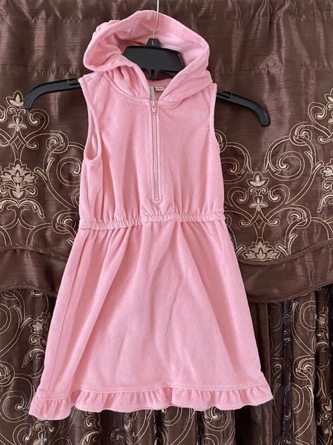 Girls 5 Janie & Jack Pink Hooded Terry Cover Up Swim Shop Beach Pool Dress
