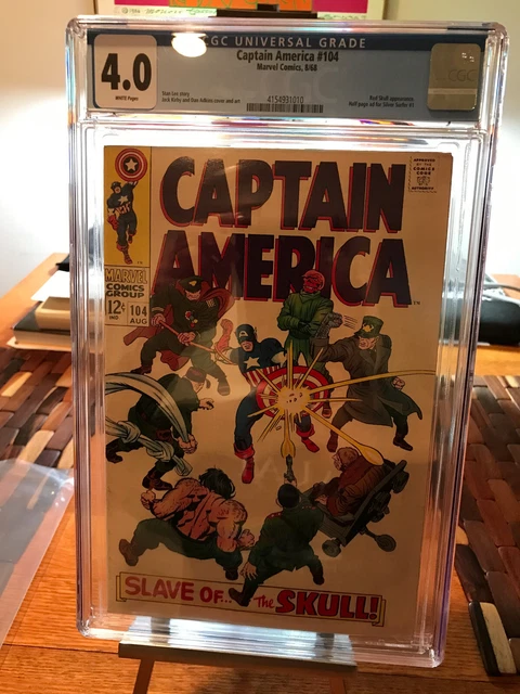 CGC 4.0 White Pages Captain America #104 Stan Lee, Jack Kirby 8/68