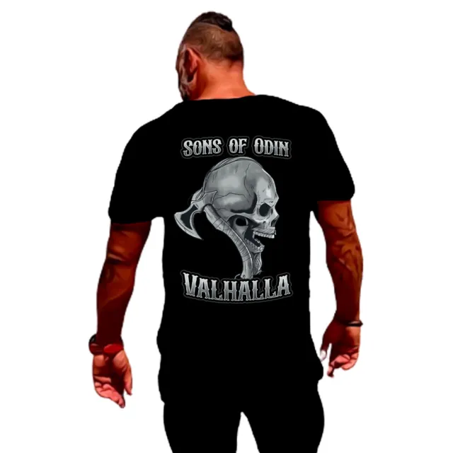 T-Shirt für Männer - Herren Sons of Odin Valhalla Wikinger Vikings Ragnar Wodan