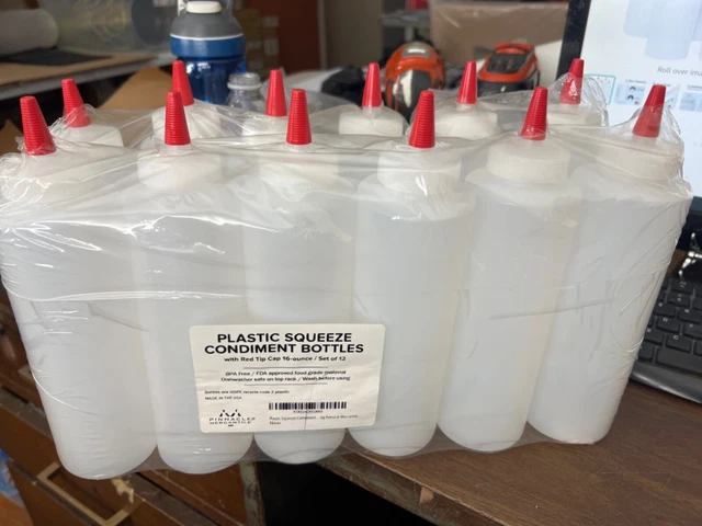 Plastic squeeze condiment bottle 16oz set of 12