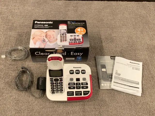 Panasonic KX-TGM420W Cordless Phone with Digital Answering Machine - White/Red