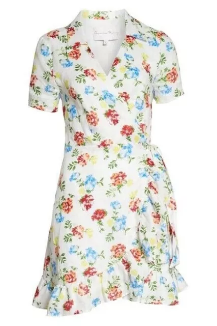 Charles Henry Nordstroms SP True Wrap Mini dress Floral Ruffle Linen Summer $118 2