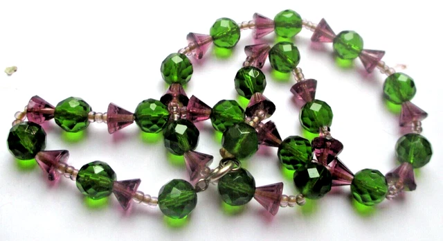 Collier Vintage En Perles De Cristal à Facettes - Modèle 5180 - Très Bon État