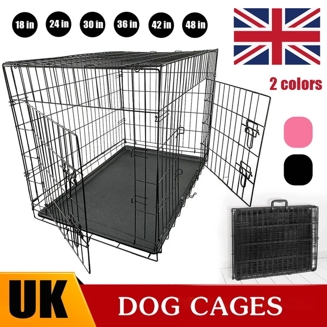 Folding Metal Dog Animal Cage Puppy Pet Crate Carrier -Small Medium Large XL XXL