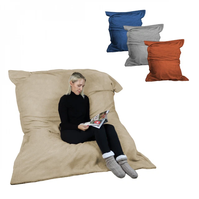 Pouf Géant Intérieur/extérieur 100x120cm - Housse Oxford Lavable, Imperméable, Noir
