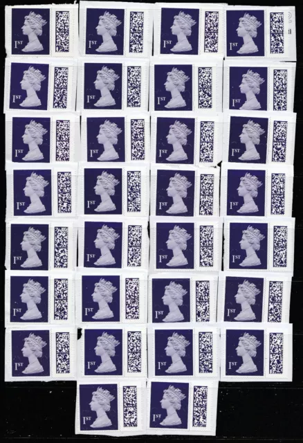 GB 30 x 1st  Class Unfranked Barcoded  Stamps On Paper