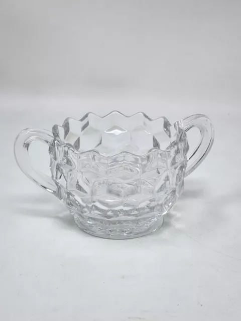 Vintage Fostoria Glass American Clear Open Sugar Bowl with Handles - 2-3/8" H