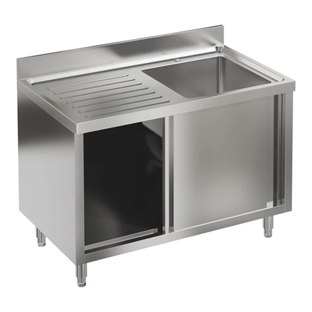 Commercial Catering Sink Stainless Steel Kitchen Pre Table Right Bowl & LHD Unit