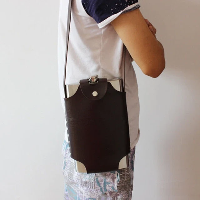 Pocket Hip Liquor whisky alcohol cierre botella de vino con bolsa de cuero
