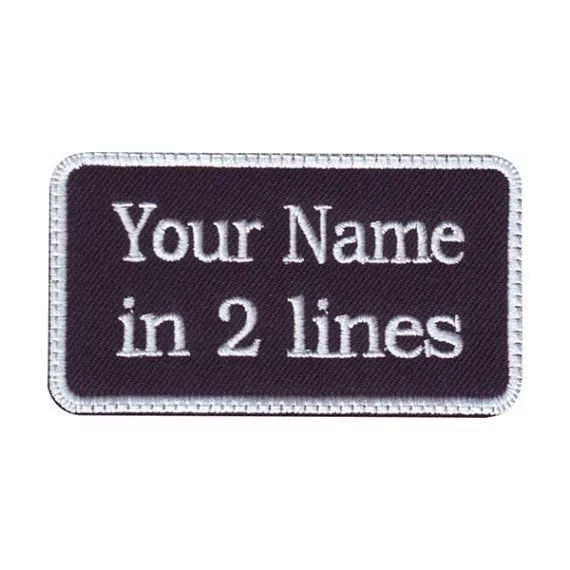 Rectangular 2 Line Custom Embroidered Biker SEW ON  Name Tag PATCH (WBW)