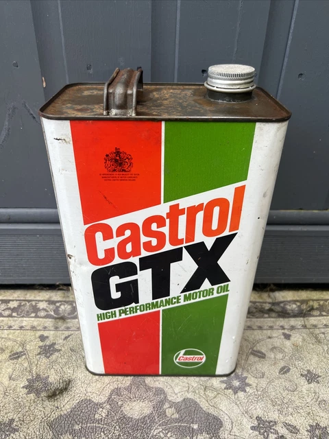 VINTAGE CASTROL GTX Oil Can 5L High Performance Motor Oil Man Cave Etc ...
