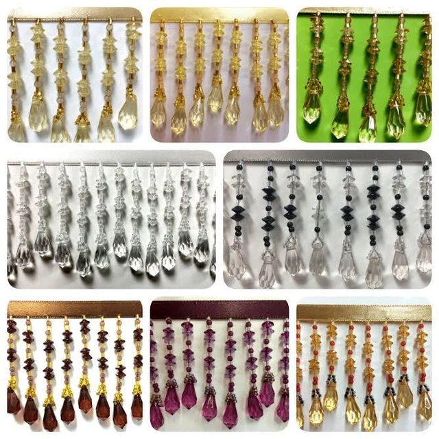 3" Crystal Beaded Fringe Trim  CBF-19 Collage 1