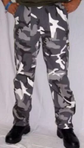 Trousers Long Size 56 Camouflage Urban Hipster With Pockets Military White Black