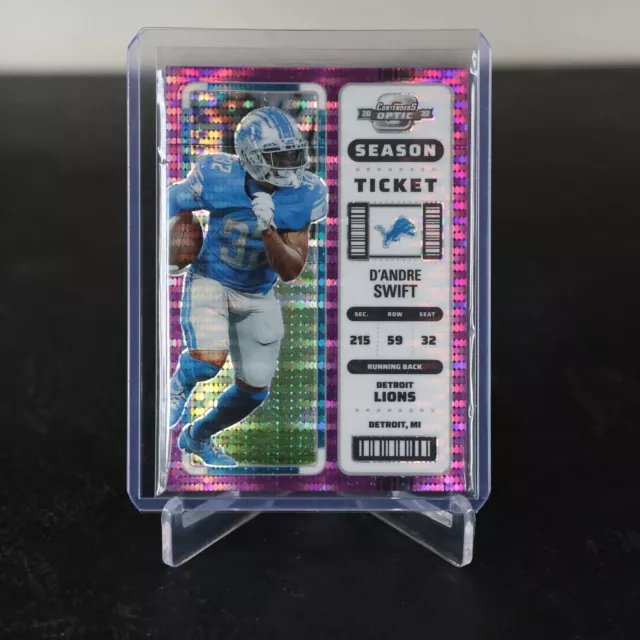 2022 Panini Contenders Optic Dandre Swift Purple Pulsar Season Ticket /26 Card