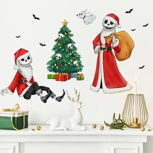 2024 NEW YEAR Nigh.tmare BEF.ore Christmas Wall Decals Stickers, Xmas