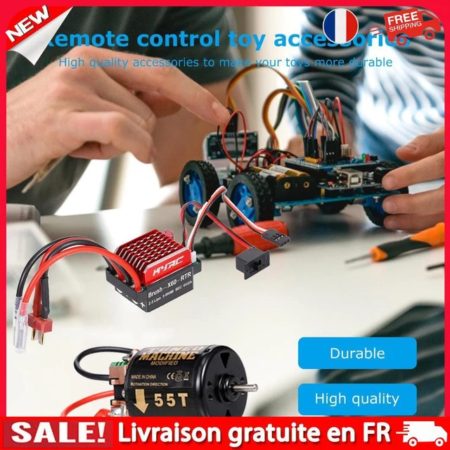 RGW Moteur Brossé Étanche F540 35T + ESC 60A - Kit Puissant Pour RC Crawler 1/10 - 2S/3S LiPo - Frein Bidirectionnel