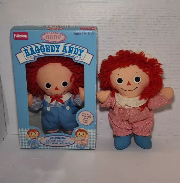 Playskool  1989 Baby Raggedy Ann and Andy Dolls, VG Condition