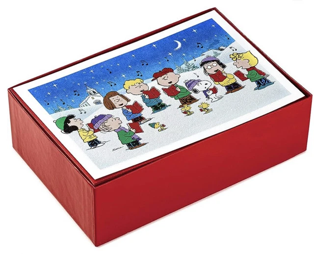 HALLMARK CHRISTMAS CARDS Peanuts Snoopy & Charlie Brown Box Of 40 New