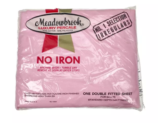 Pink Fitted Double Sheet Standard Depth Mattress Meadowbrook Luxury Vtg Percale