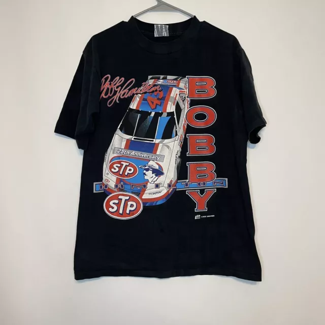 Vintage 90’s AOP All Sport Bobby Hamilton Black Nascar T Shirt Men’s Size L