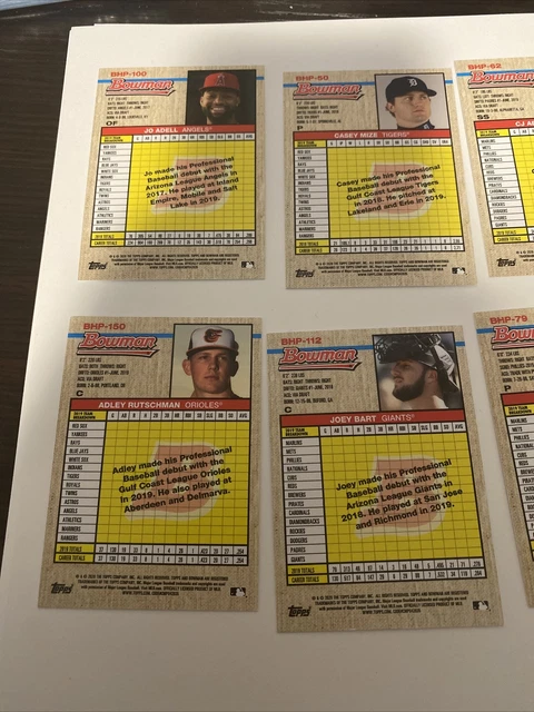 Lot Of 6 2020 Bowman Heritage Prospect Image Variation Cards Adell Bart Mize Etc 5