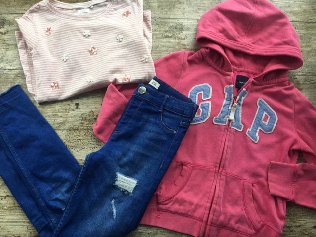 CONFEZIONE CON CAPPUCCIO RAGAZZA 8-9 ANNI NEXT Top Jeans River Island GAP casual