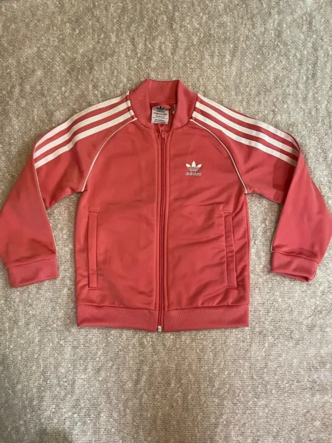 ADIDAS Girls Pink Tracksuit Top Jacket size 4-5 Years