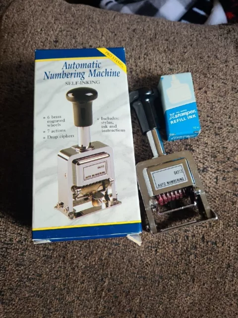 ROGERS AUTOMATIC NUMBERING STAMP MACHINE w/INK  used in box