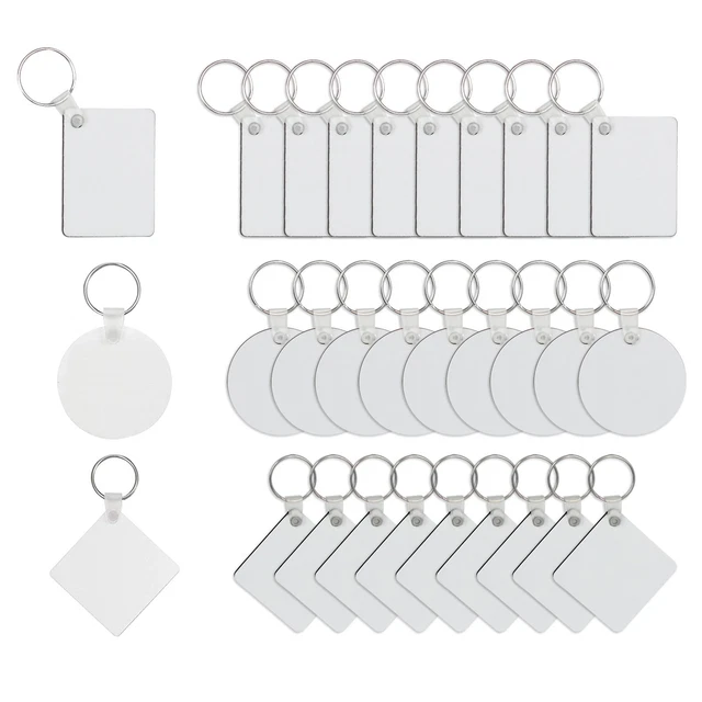 30pcs Home DIY Craft Heat Transfer Keyring Print On Sublimation Blank Keychain