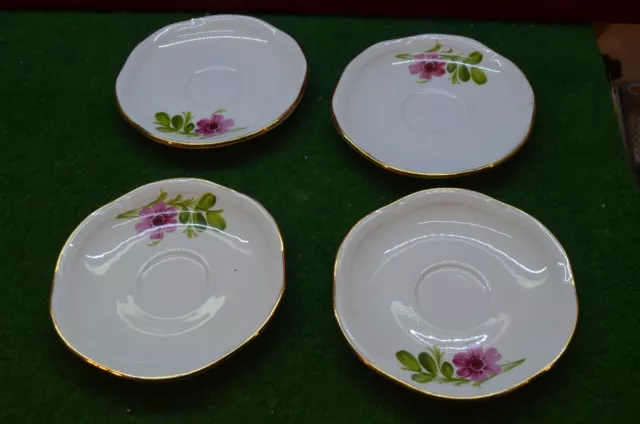 Ancien Lot De 4 Assiettes A Dessert Sous Tasse A Café Gien Anémones France