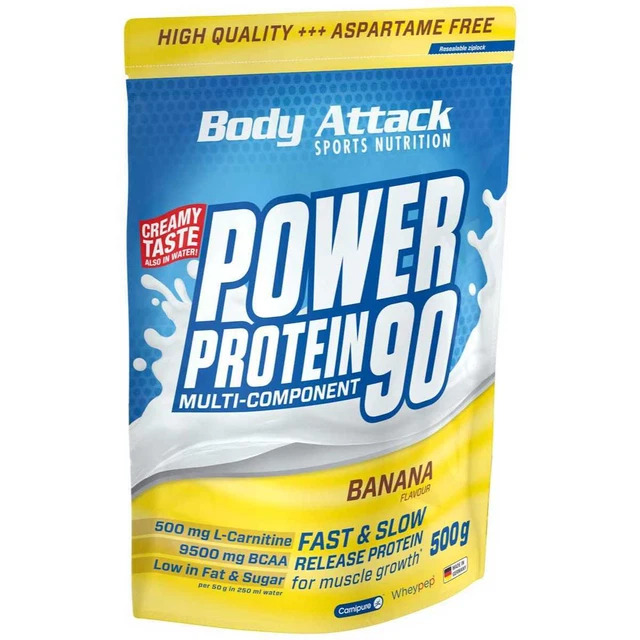 Body Attack Power Protein 90, Albicocca-Frutto della Passione, 1kg, 5K proteine in polvere con proteine del siero di latte, L-carnitina e BCAA per la costruzione muscolare e il fitness