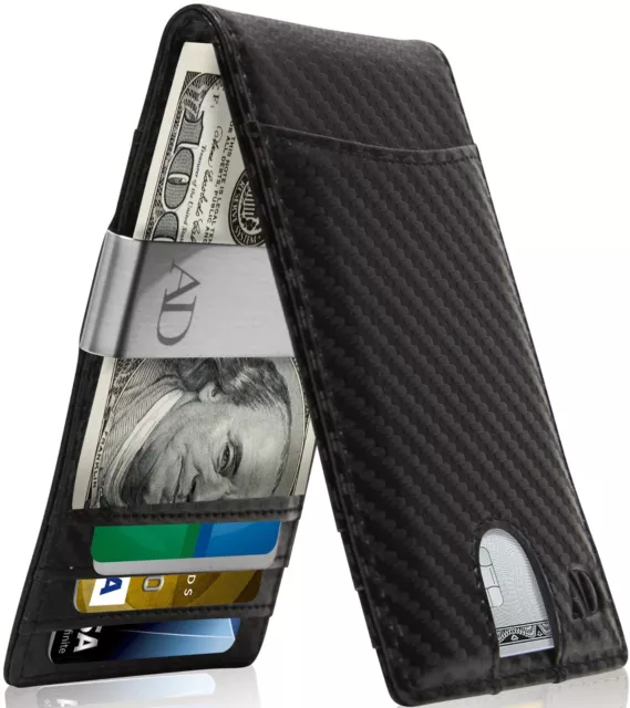Mens Wallet Bifold Leather Slim Wallets For Men W/ Money Clip RFID Card Holder