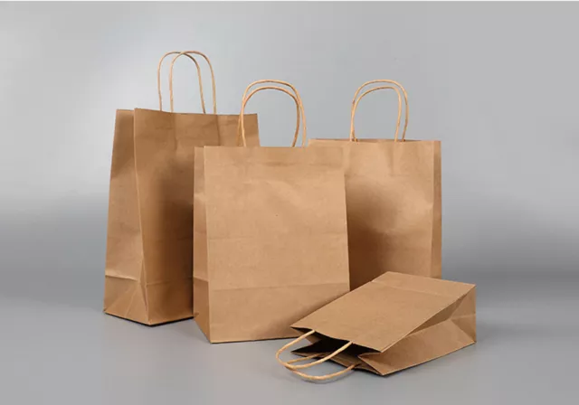 Small Medium Large Sizes Brown Paper Party & Gift Bags Strong Twisted Handles 2