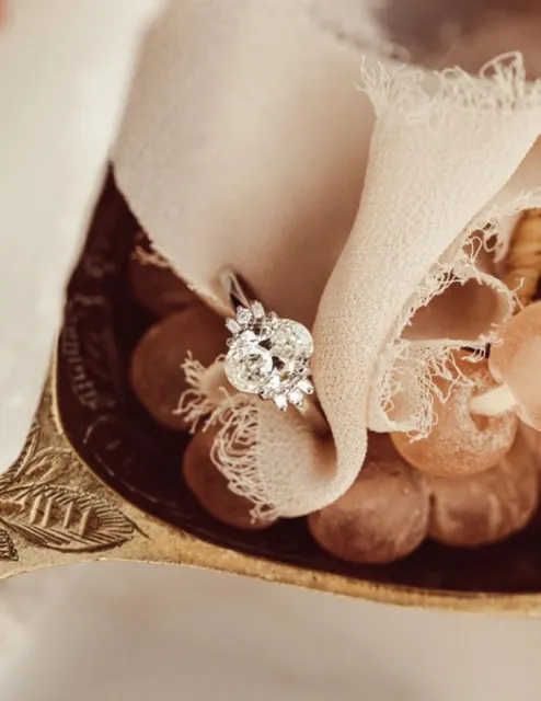 Bague de mariage ovale en argent sterling 925 avec diamant simulé, cadeau...