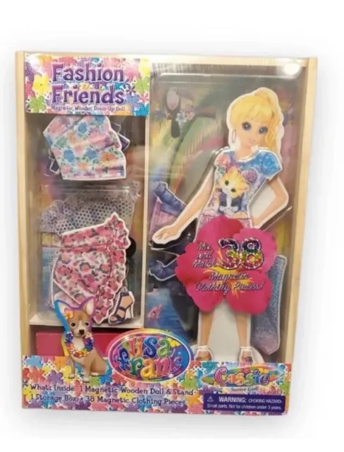 Lisa Frank Wooden Doll Magnetic Paper Dolls in Box No Lid Dress Up