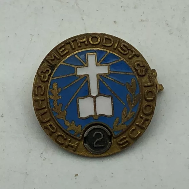 Vintage Methodist Church School 2 Year Member Lapel Pin Patented S3