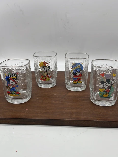 Set of 4 McDonalds Disney Square Glasses - Mickey Mouse - 2000