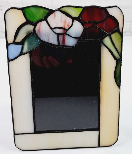 Vintage Leaded Stained Glass Picture Frame Floral Art Deco TIFFANY STYLE Vintage Leaded Stained Glass Picture Frame Floral Art Deco TIFFANY STYLE