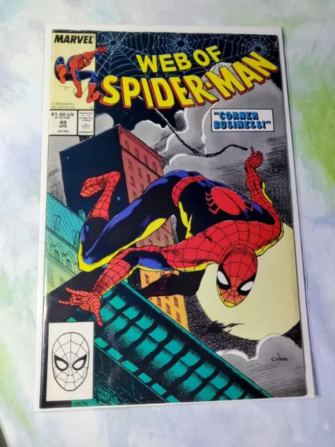 Web Of Spider Man #49 Charles Vess Cover - Val Mayerik ART Marvel 1989 VF/NM