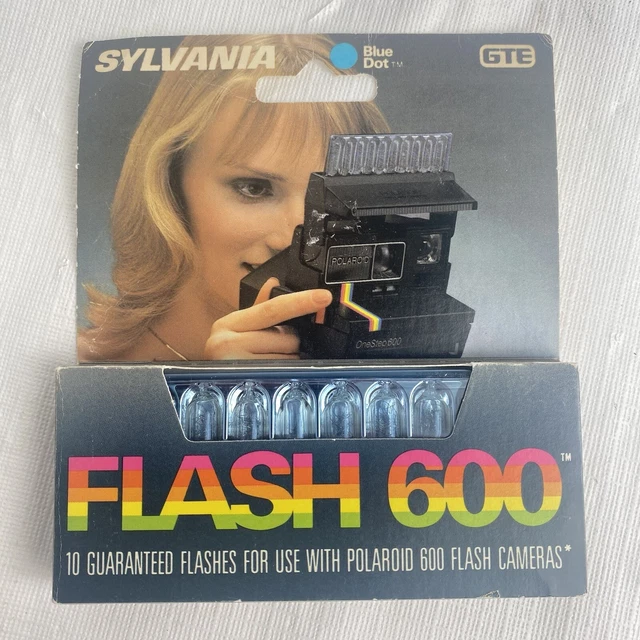 Vintage Sylvania Blue Dot Flash 600 Bar For Polaroid Amigo Camera 10 Flashes