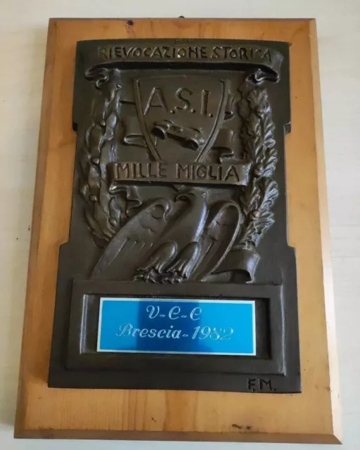 Mille Miglia Brescia Targa Plate Bronzo Partecipazione 2a Edizione Storica 1982